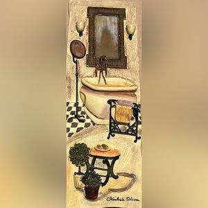 C WINTERLE OLSON 3D BATHROOM WALL  ART PLAQUE.  Painted Ceramic Tile